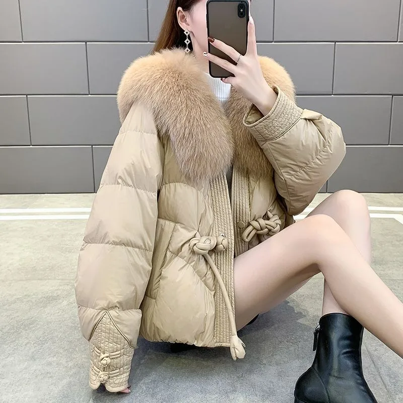 Top Trends: 2023 New Women Down Jacket Winter Coat Female Haining Fox Hair Parkas Plush All In One Outwear Short Thicken Warm Overcoat Shoppable Styles