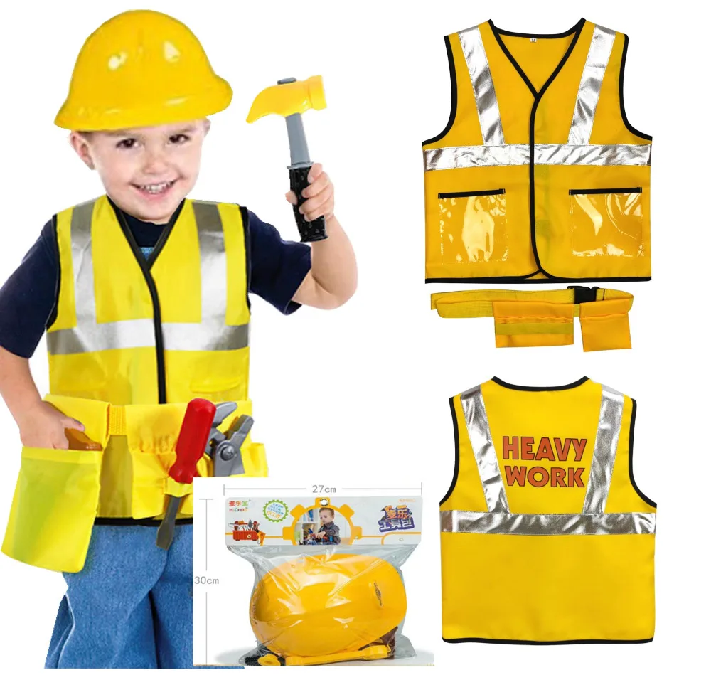 Top Trends: Kids Firefighter Construction Worker Cosplay Little Fireman Costume For Boy Child Halloween Carnival Party Costumes For Boys Shoppable Styles