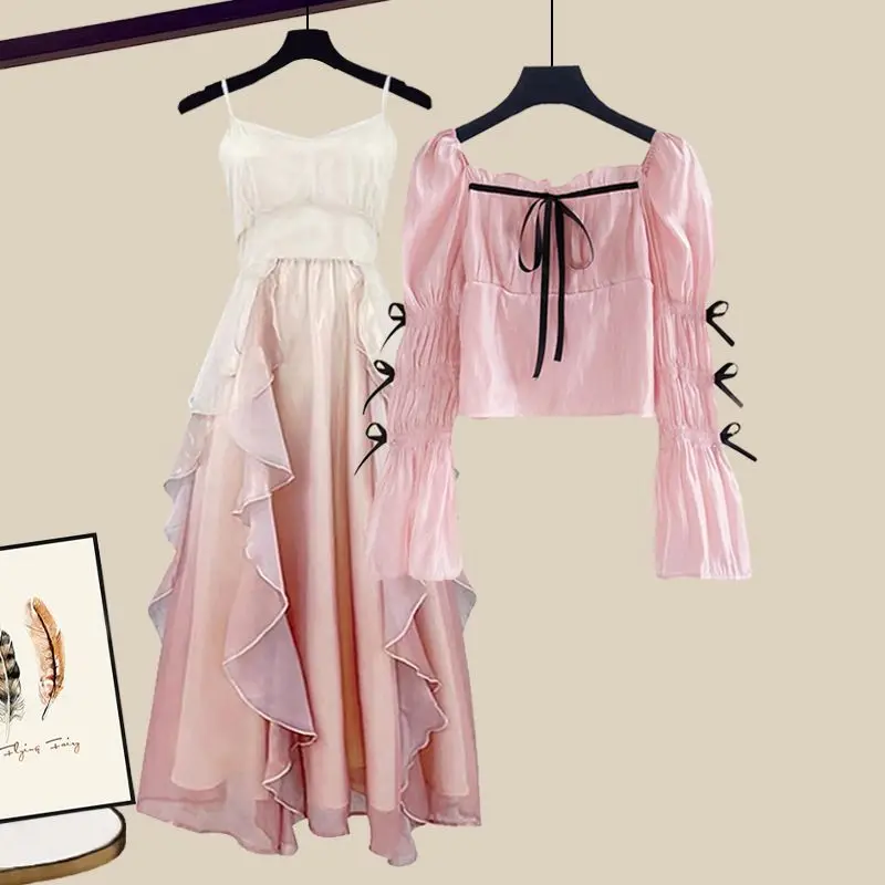 Top Trends: Women&#039;s Spring Summer Fashion Shirt Top Korean Lady Pullover Tank Dress Two Piece Set 2023 New Outfits Shoppable Styles