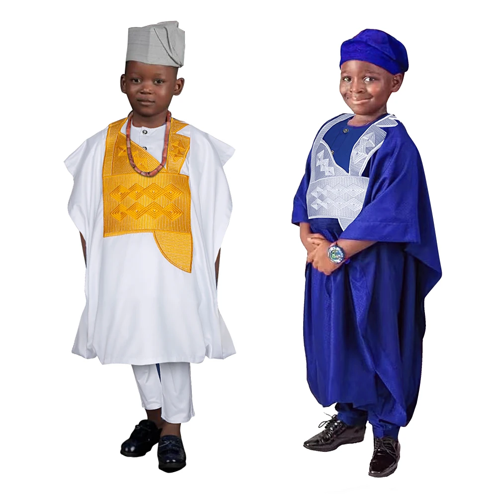 Top Trends: H&amp;D New African Tradition Clothes For Kids Boys White Long Sleeve Tops Embroidery Dashiki Robe Shirt Pant Child Set Ramadan Shoppable Styles