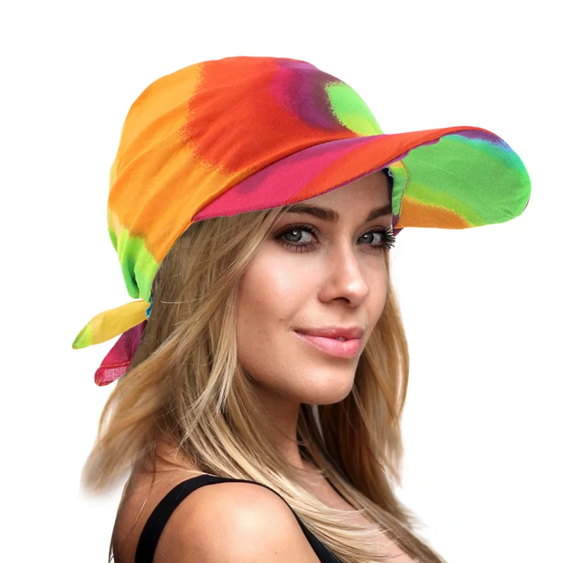 Top Trends: New Women Cotton Paisley Head Scarf Visor Hat With Wide Brim Sunhat Summer Beach UV Protection Sun Hats Adjustable Baseball Cap Shoppable Styles