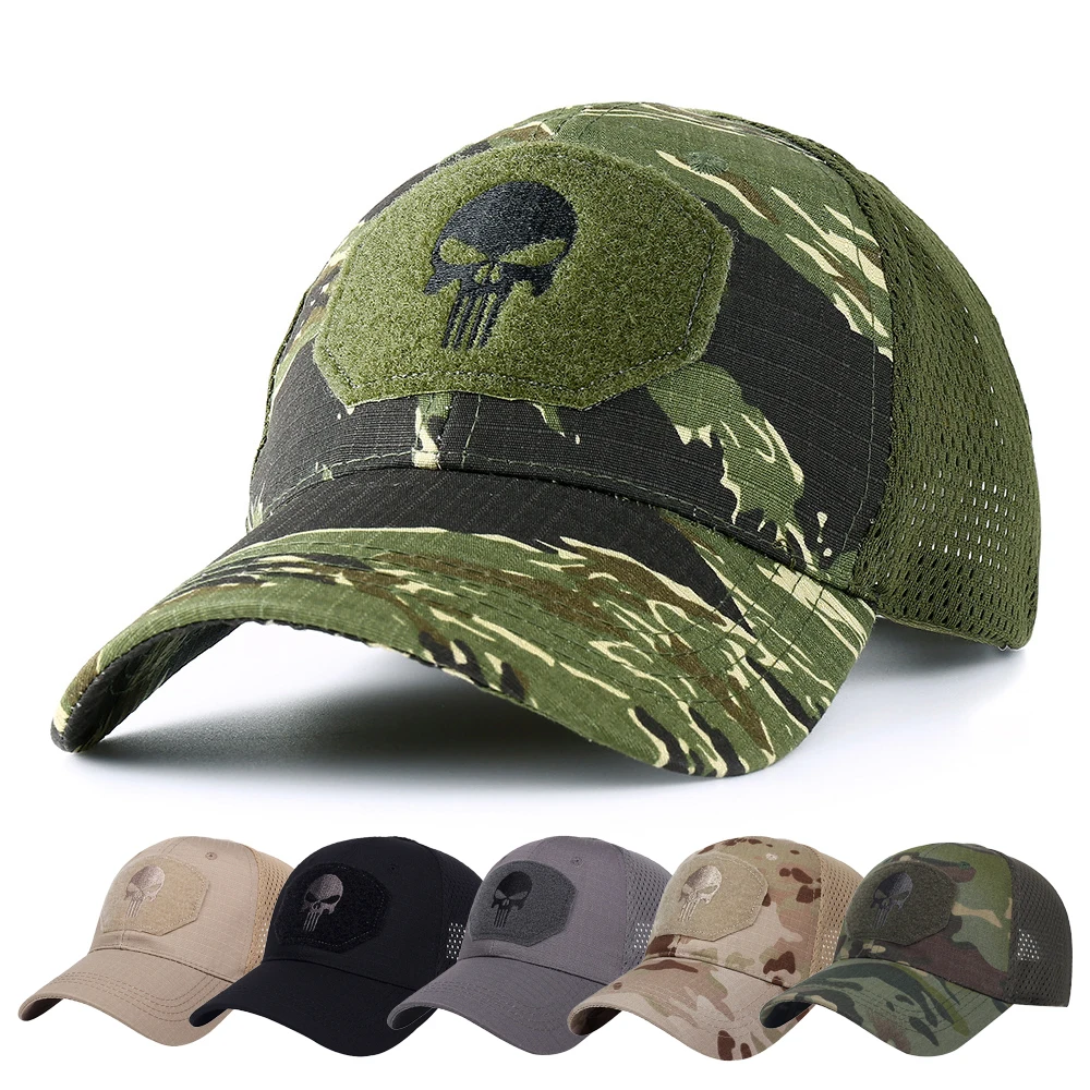 Top Trends: Military Skull Baseball Caps Camouflage Tactical Army Combat Paintball Basketball Football Adjustable Summer Sun Hats Men Women Shoppable Styles