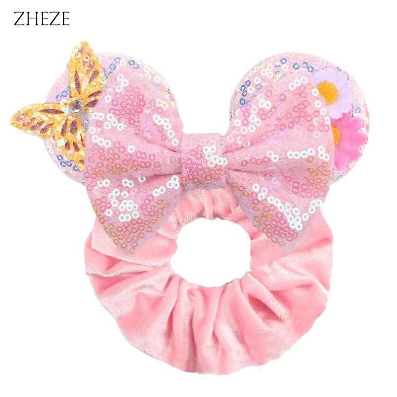 Top Trends: Hot Sales Christmas Disney Ears Hair Scrunchies Velvet Hairbands For Girls Sequins Bows Headband 2023 Women Trip DIY Accessories Shoppable Styles - Image 4