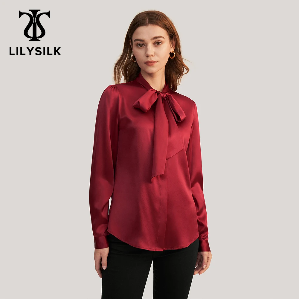 Top Trends: LILYSILK Spring Women Silk Bow Tied Blouse New Femme Long Sleeve Turn Down Collar Top Office Lady Essentials Shoppable Styles