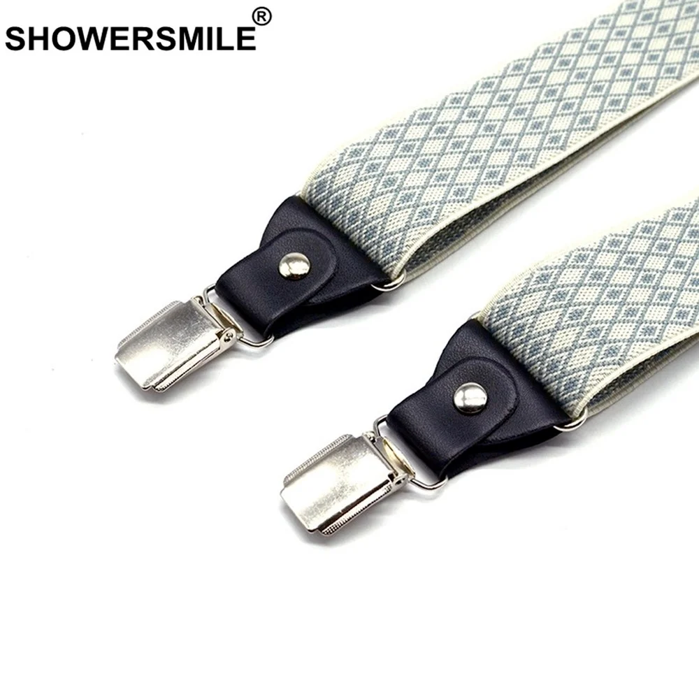 Top Trends: Suspender Pants For Men Wide Argyle 3 Clips Suspender Straps Beige Jacquard Adjustable Male Suspenders 120cm*3.5cm Shoppable Styles - Image 5