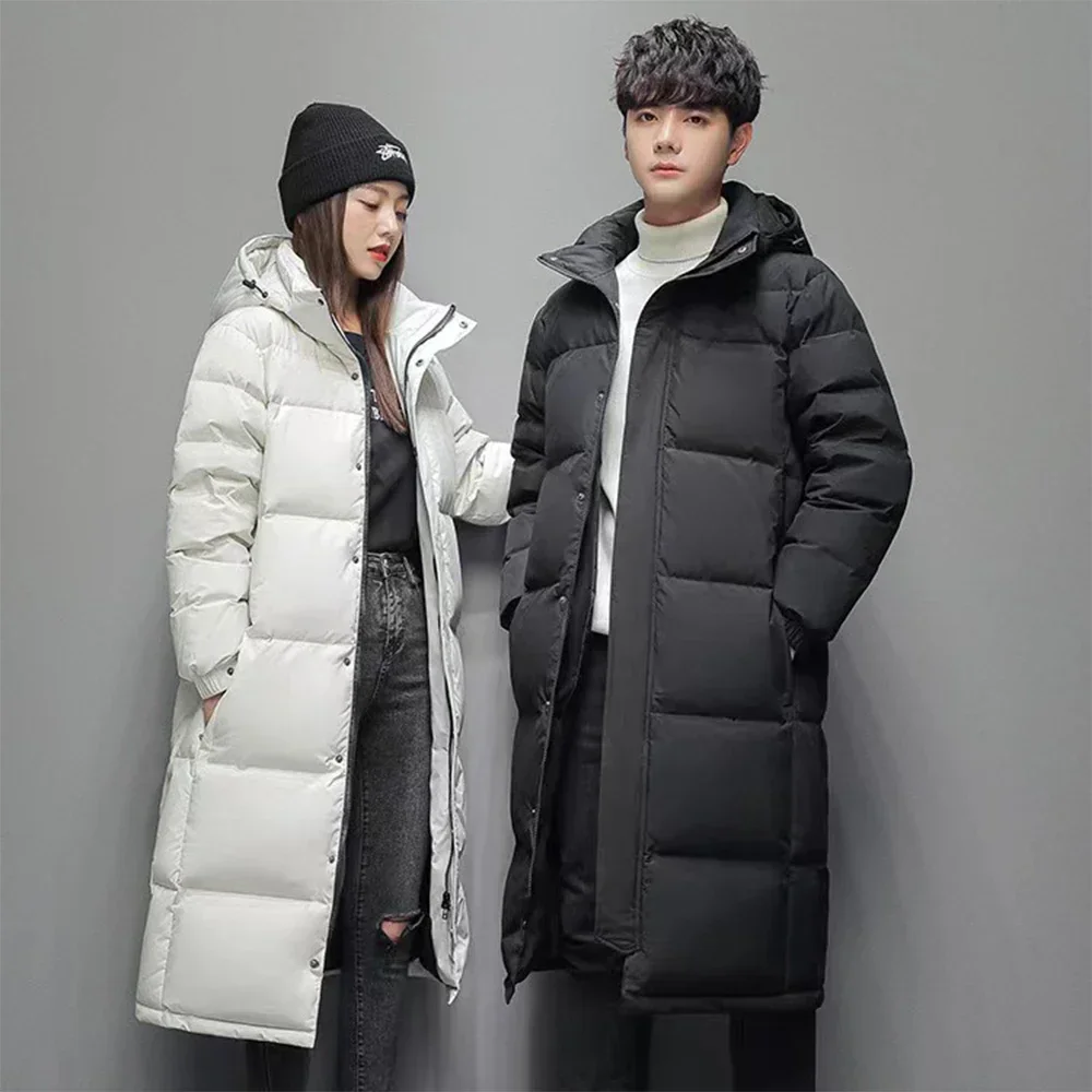 Top Trends: 2023 Couple Long Parka White Duck Down Jacket For Winter Warmth Lightweight Men Street Couples Outwear Hooded Overcoat Clothing Shoppable Styles