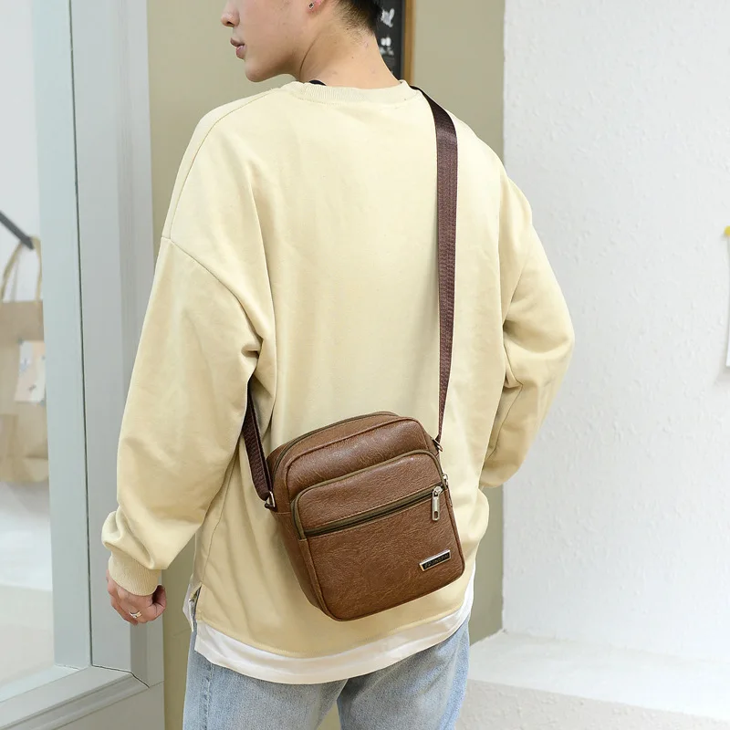 Top Trends: Fashion PU Leather Men's Shoulder Bag Large Capacity Male Crossbody Bag Business Messenger Bag Casual Sling Bag Shoppable Styles - Image 3