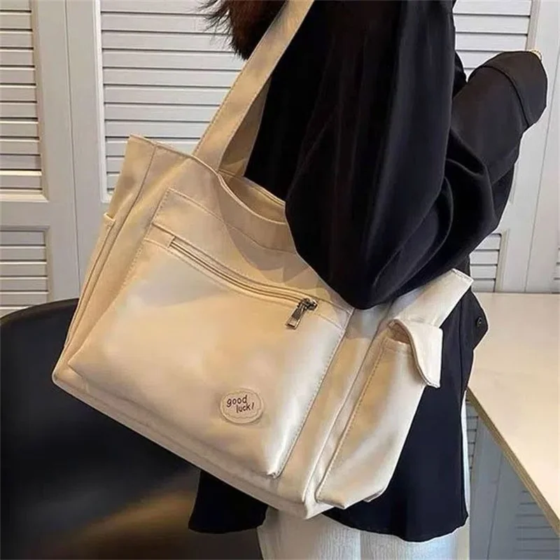 Top Trends: Korean Style Women Casual Tote Large Capacity Reusable Canvas Tote Bag Shopping Bag High Quality Casual Handbag Shoulder Bag Shoppable Styles