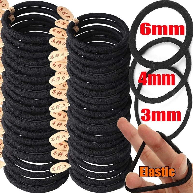 Top Trends: 50 / 100pcs Women Girls Hair Rubber Bands Hair Tie Ropes Elastic Hairband Ponytail Holders Headbands Scrunchies Black 3mm, 4mm, 5mm Shoppable Styles