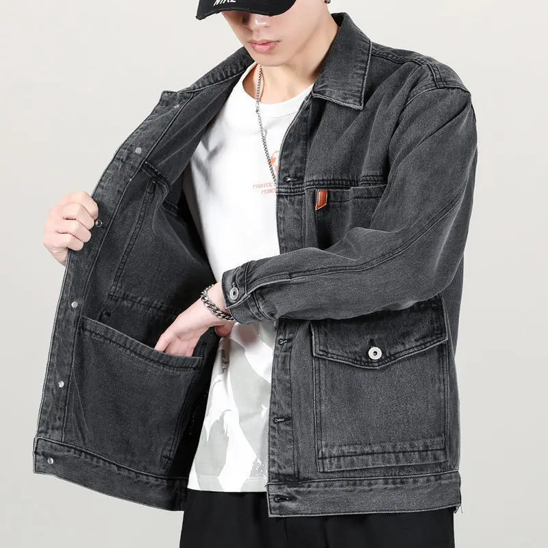 Top Trends: Spring And Autumn Denim Coat 2022 New Japanese Tide Brand High-grade Multi-Pocket Work Clothes Loose Large Size Men&#039;s Jacket Shoppable Styles