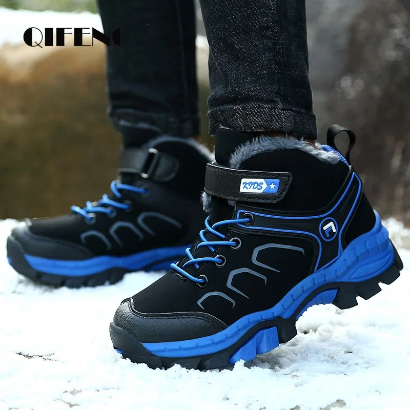 Top Trends: Children Casual Shoes Boys Non-slip Paw Winter Warm Fur Snow Boots Tactical Leather Sneakers Kids Outdoor Footwear Padded Boots Shoppable Styles