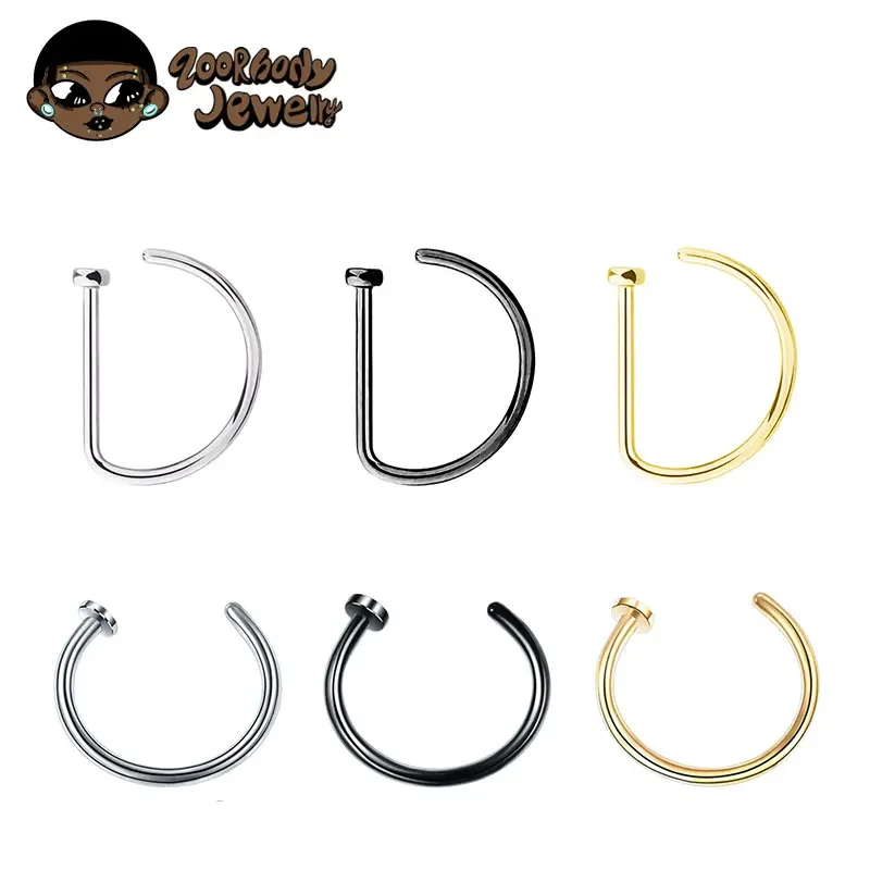 Top Trends: ASTM F136 Titanium D Shaped Nose Piercing Implant Grade Titanium Gothic Pierced Nose Ring 18G 20G Classic Piercing Body Jewelry Shoppable Styles