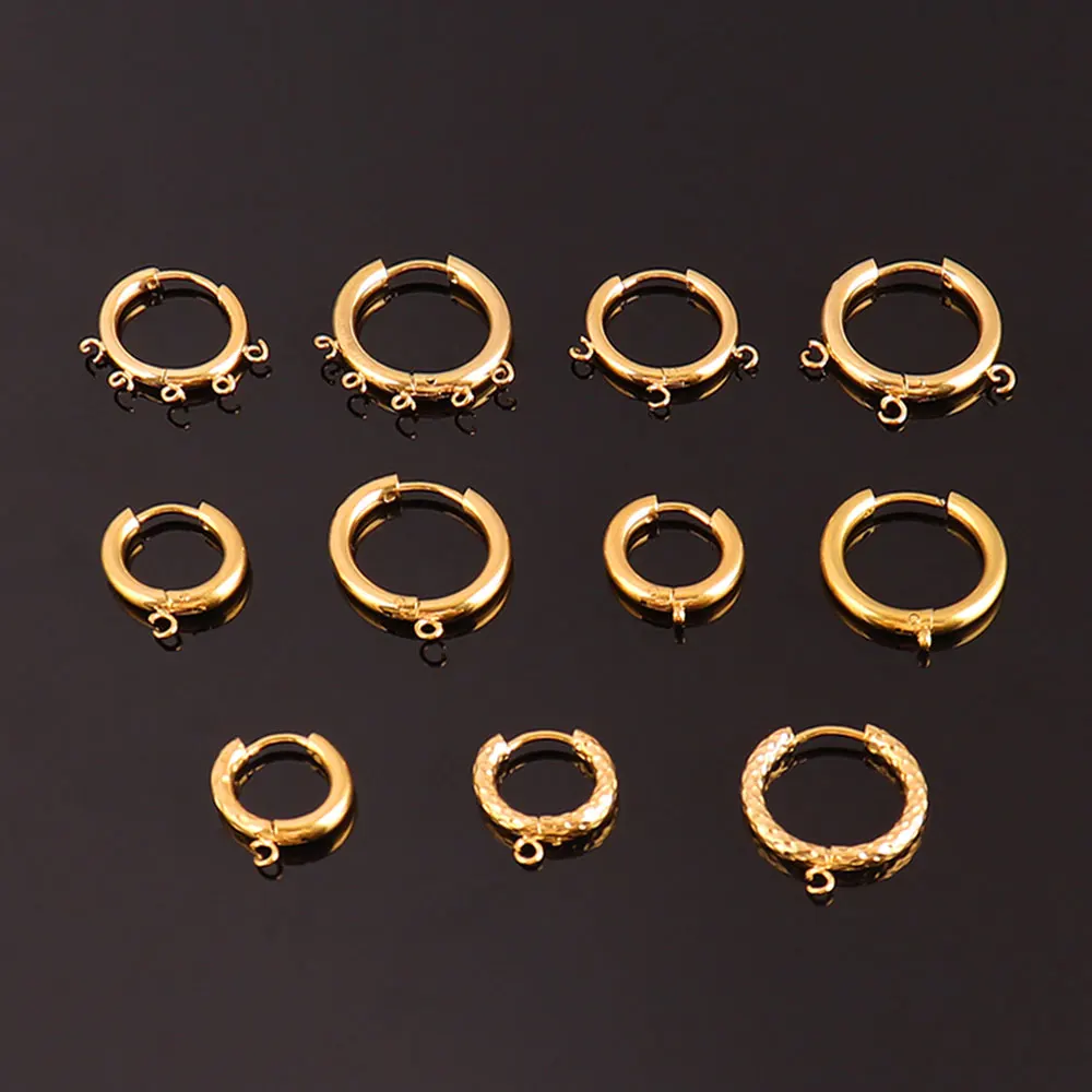 Top Trends: 10pcs / lot 316L Stainless Steel Hoop Earring Findings Jewelry Materials (No Fade) DIY Earrings Hoops For Jewelry Making Supplies Shoppable Styles