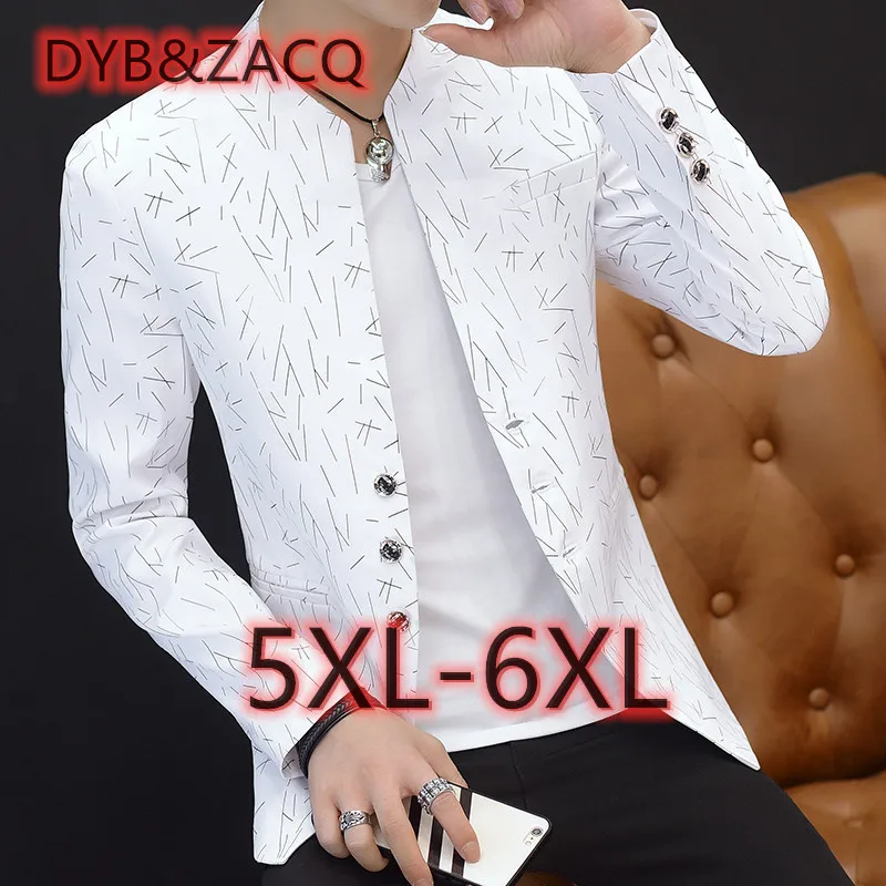 Top Trends: DYB&amp;ZACQ Men &#039;s Casual Collar Collar Blazers Youth Handsome Trend Slim Print Blazers 5XL 6XL Shoppable Styles