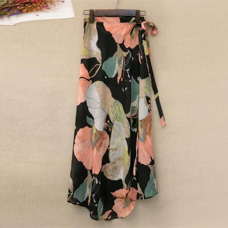 Top Trends: Boho Wrap Waist Tie Long Skirt Summer 2023 New High Waist Irregular Print Beach Dress Vintage Women's Long Skirt Shoppable Styles - Image 2