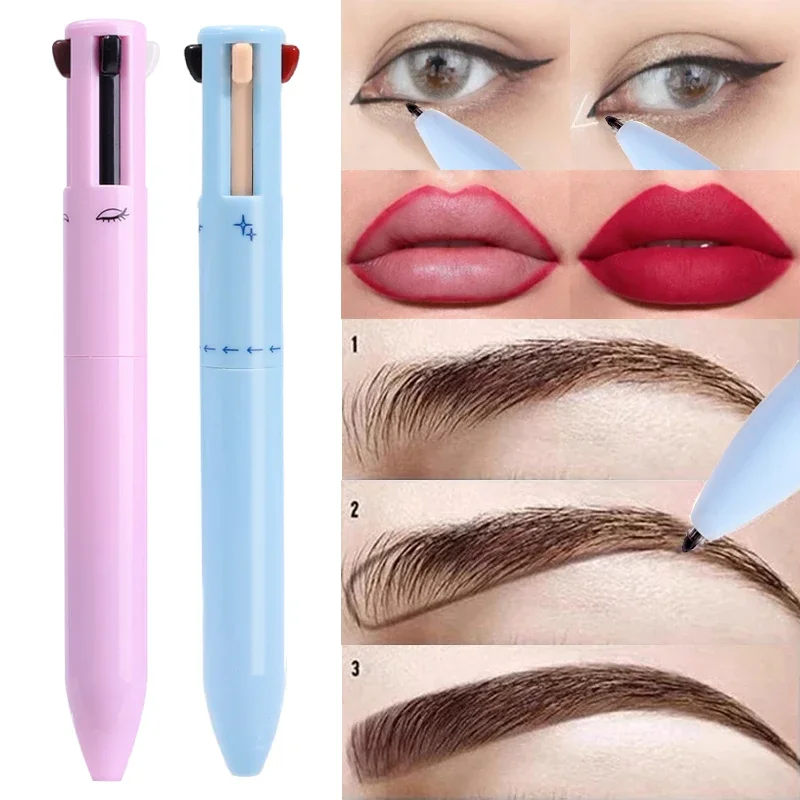 Top Trends: Multifunctional Makeup Pen 4 In 1 Eyebrow Eyeliner Pencil Lasting Drawing Lip Line Waterproof Sweatproof Highlighter Makeup Tool Shoppable Styles