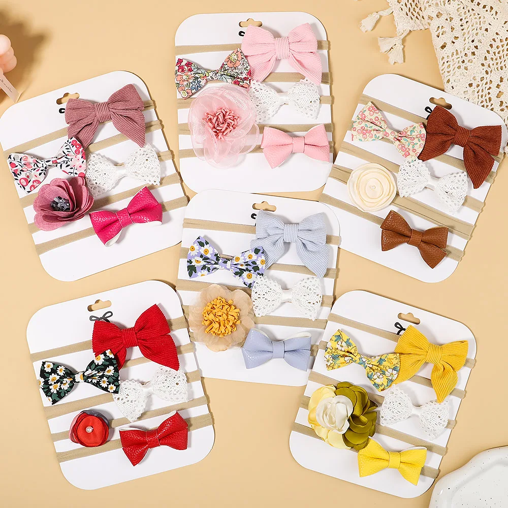 Top Trends: 5Pcs / Set Baby Flower Bows Headband For Girls Children Elastic Hair Bands New Born Hairband Soft Toddler Cute Hair Accessories Shoppable Styles - Image 5