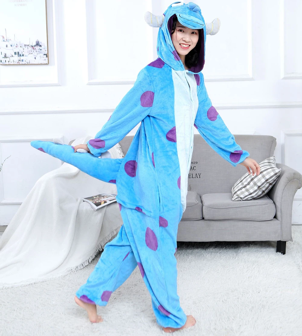 Top Trends: Young Women's Winter Warm Pajamas Blue Patterned Animal Hooded Jumpsuit With A Medium Length Tail Polyester Material Comfortable Shoppable Styles - Image 4