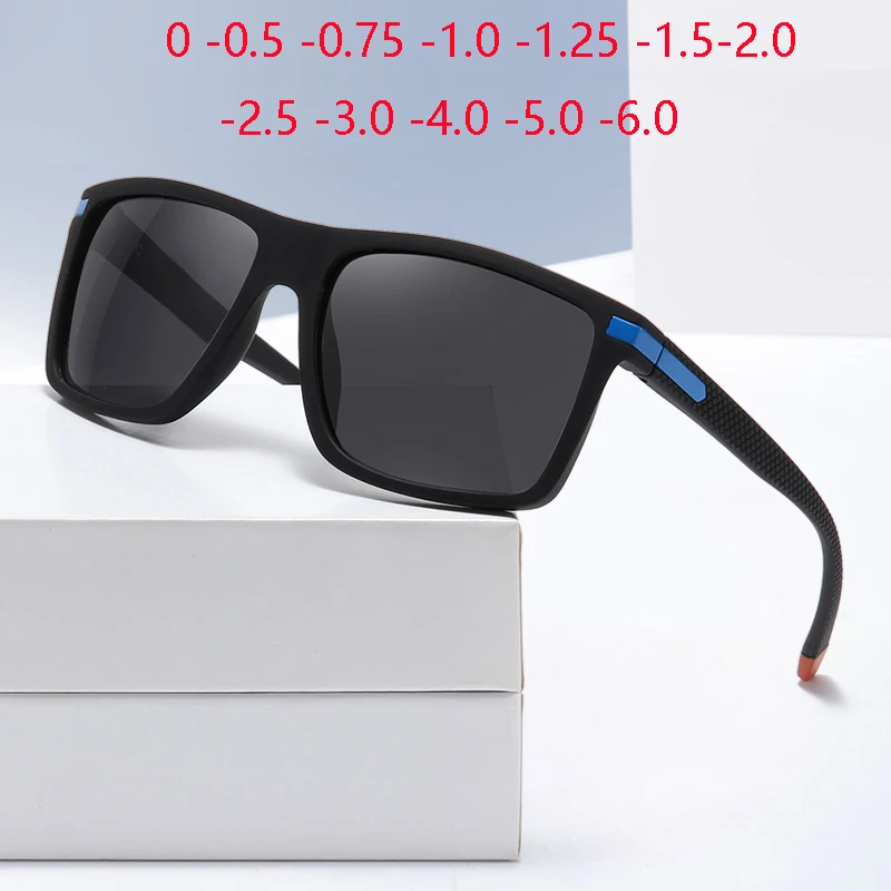 Top Trends: Outdoor Sport Square Myopia Lens Prescription Sunglasses Men Polarized Driving Anti-Glare Myopes Lunettes 0 -0.5 -0.75 To -6.0 Shoppable Styles