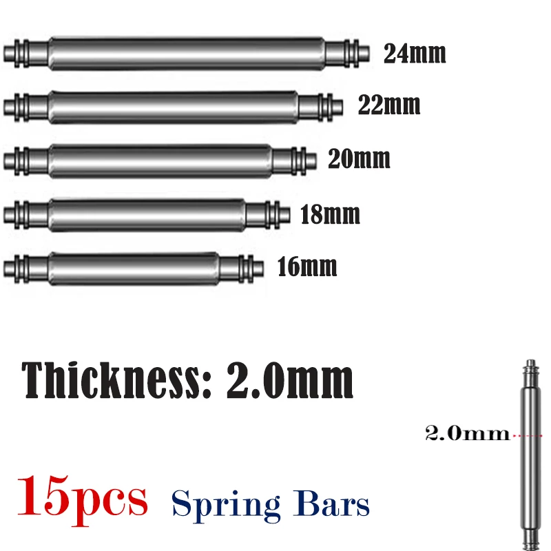 Top Trends: 15pcs Watch Band Pin 2.0mm Diameter Strap Spring Bar Watches Part Stainless Steel Spring Rod Link Pins 2mm Thickness Shoppable Styles