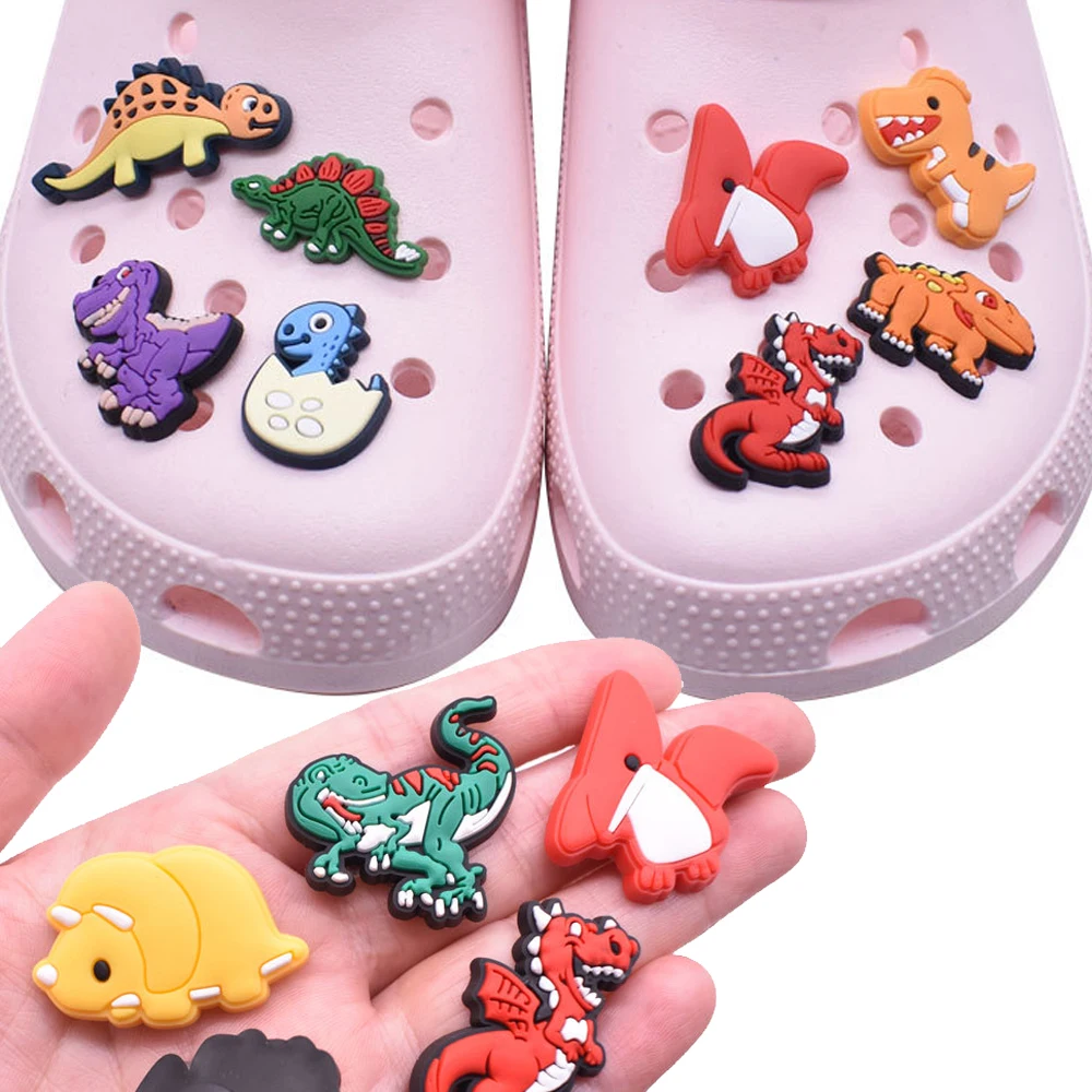 Top Trends: Wholesale 1pcs PVC Shoe Accessories For Crocs Charms Dinosaur Badge Women Clogs Buckle Kids Pins Decoration Jeans Wristbands Shoppable Styles