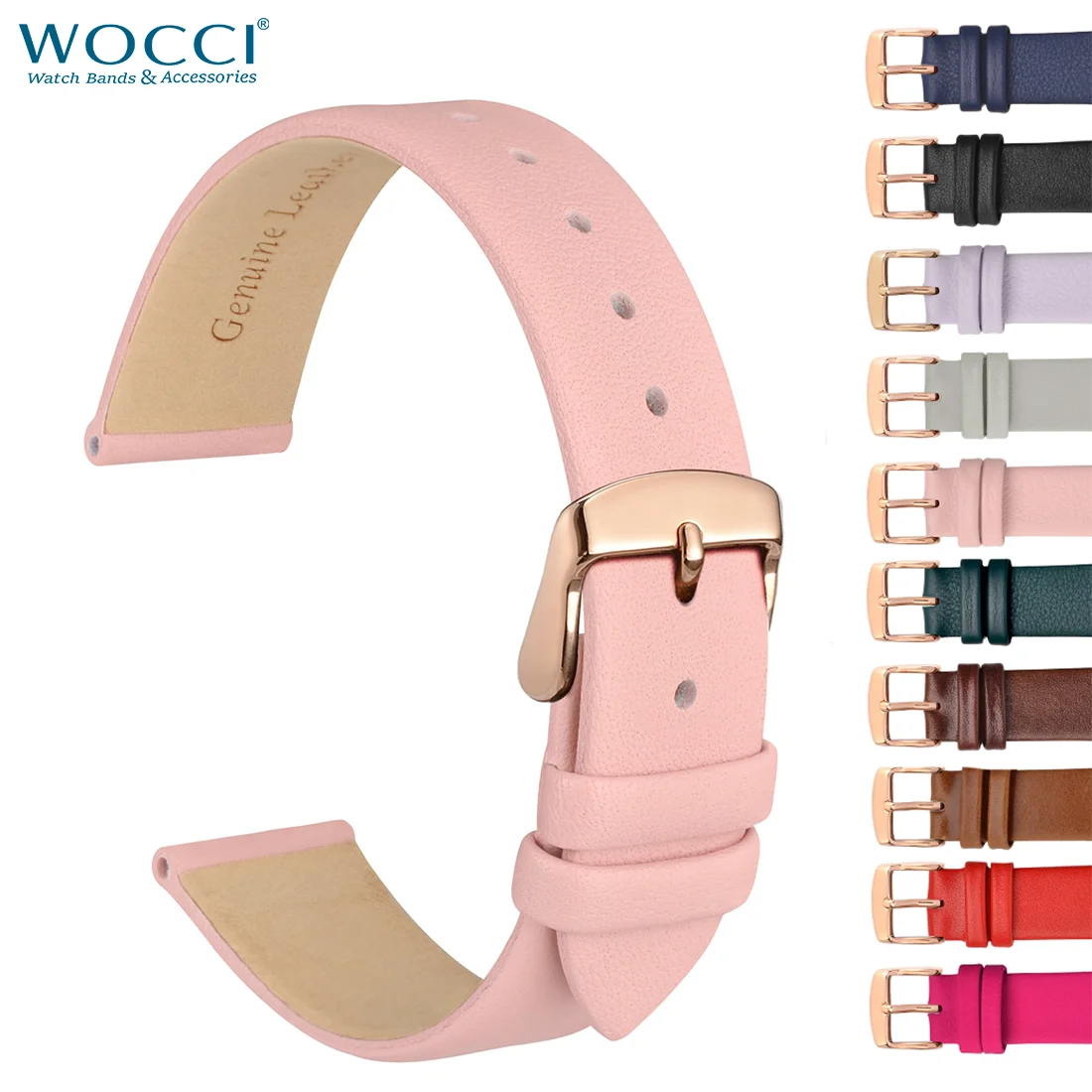 Top Trends: WOCCI Genuine Leather Watch Band 8mm 10mm 12mm 14mm 16mm 18mm 20mm Bracelet For Ladies Stainless Steel Buckle Replacement Strap Shoppable Styles