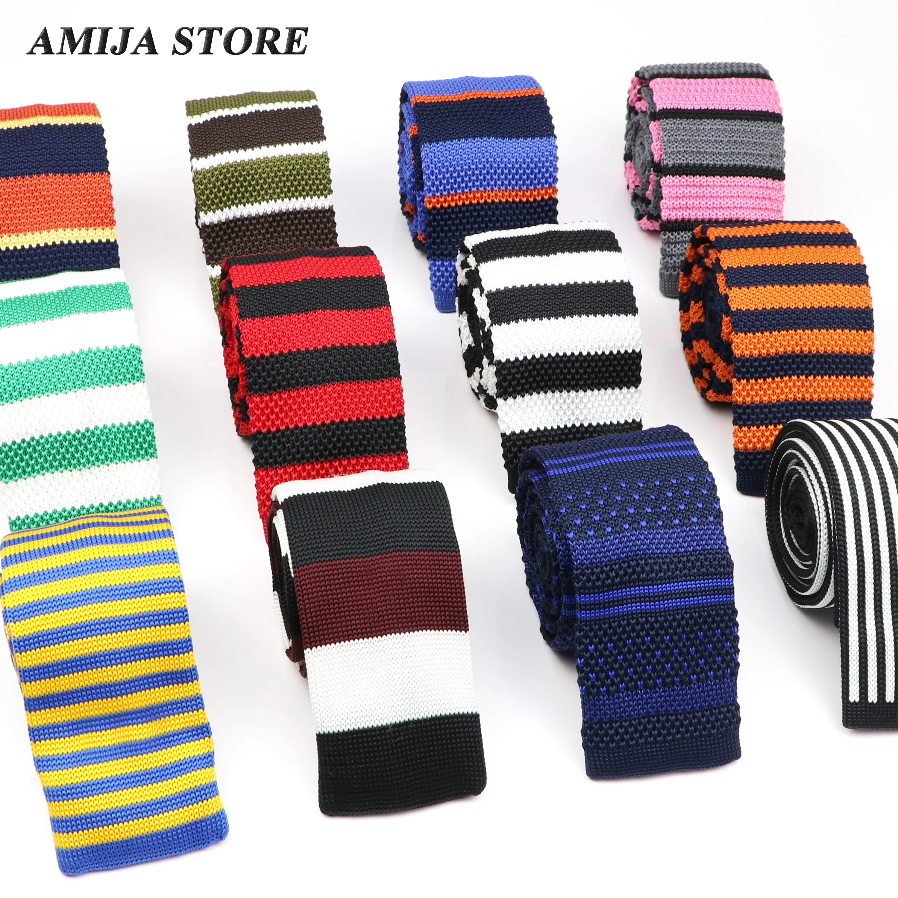 Top Trends: Knit Ties Knitted Striped Tie Men&#039;s Fashion Ties Colourful Skinny Narrow Knit Neck Origin Gift For Men Cravat Daily Wear Gifts Shoppable Styles