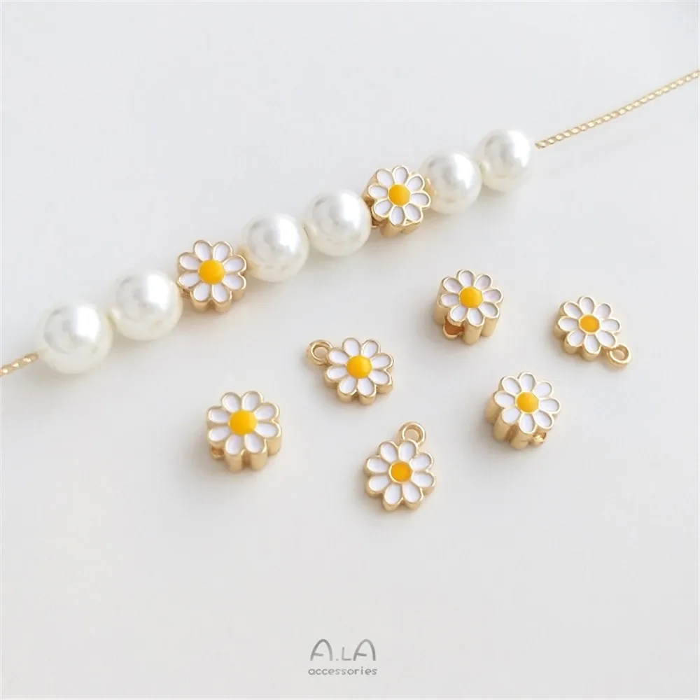 Top Trends: 14K Gold Drop Oil Daisy Pendant DIY Bracelet Necklace Hand String Separated Bead Accessories Handmade Jewelry Materials Shoppable Styles