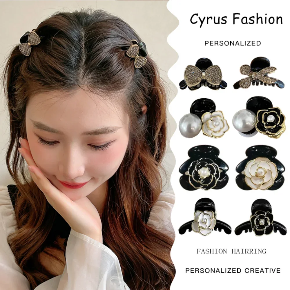 Top Trends: Korean Exquisite Small Pearl Rhinestone Camellia Hairpin Girls High Sense Floral Bangs Clip Hair Accessories For Women Headdress Shoppable Styles