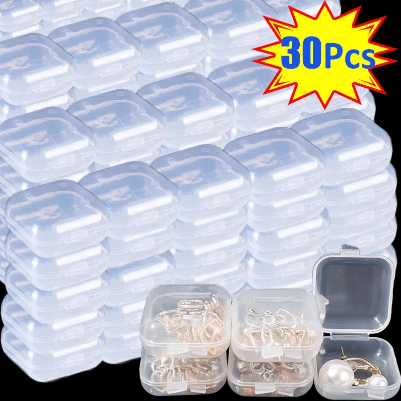 Top Trends: Mini Storage Box Transparent Square Plastic Boxes Earrings Jewelry Packaging Storage Small Square Box Jewelry Organizer Shoppable Styles