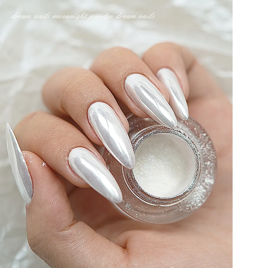 Top Trends: Shimmer Aurora Pearl White Mirror Nail Powder Chrome Rubbing Pigment Dust Holographic Manicure UV Gel Polish Mermaid Glitter&*9 Shoppable Styles - Image 5