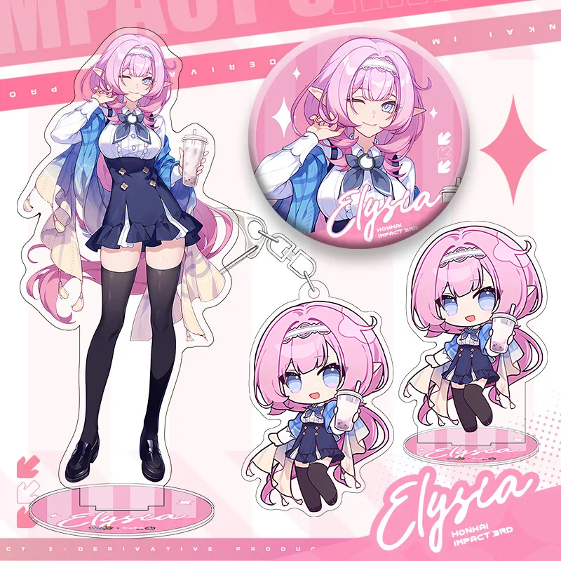 Top Trends: Game Honkai Impact 3rd X COCO Joint Cosplay Theme Sets Elysia Kiana Stand Badge Keychain Anime Cartoon Accessories Xmas Gift Box Shoppable Styles