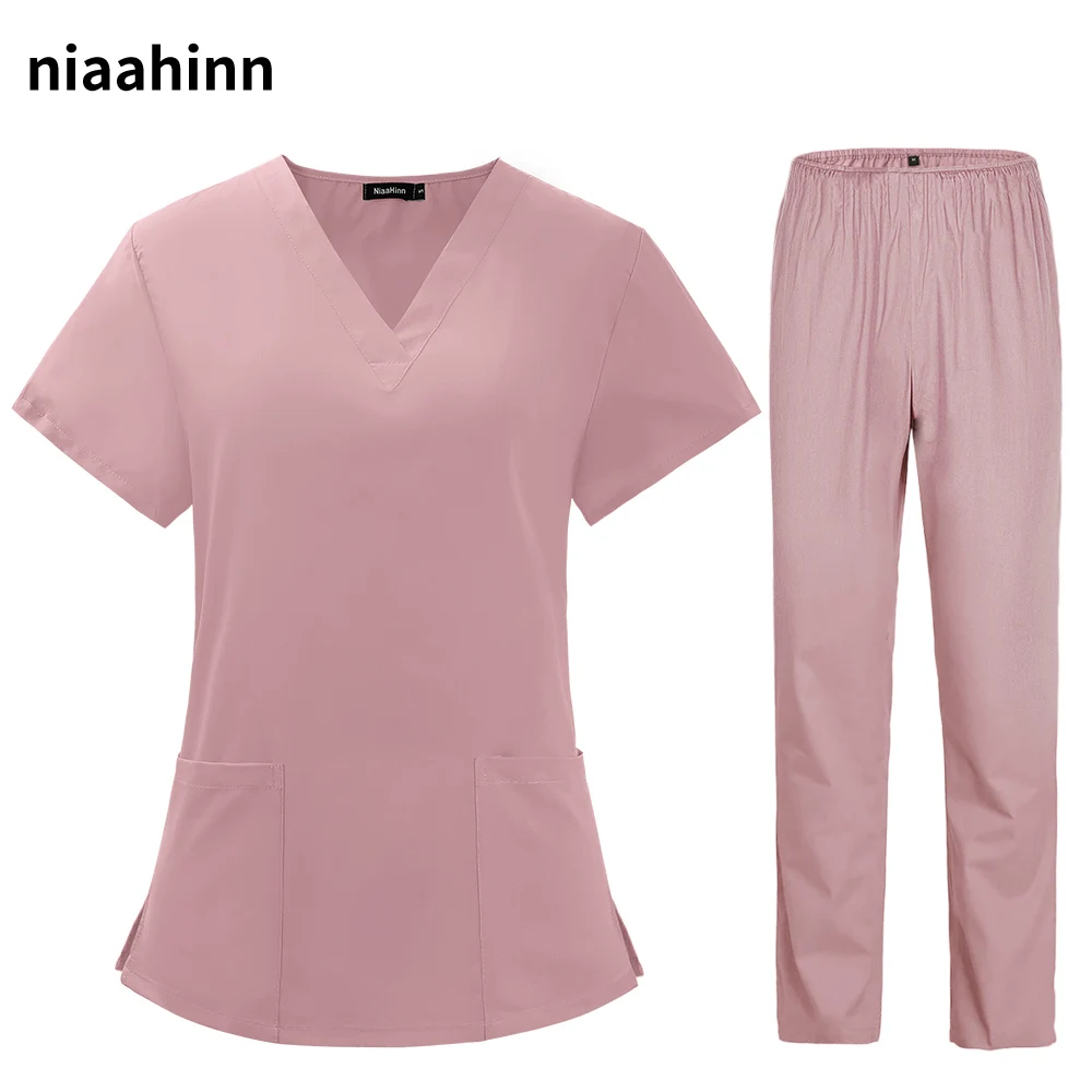 Top Trends: Uniforms Nurse Women Thin And Light Fabric Short Sleeve Medical Clothes Scrubs Nursing Pants Elastic Medical Uniforms For Summer Shoppable Styles