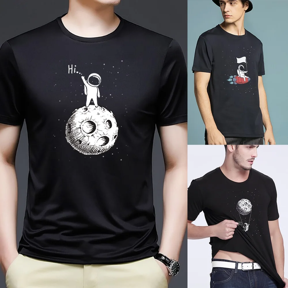 Top Trends: Men T Shirt Harajuku Summer Short Sleeve Astronaut Printed Tshirts Loose Fashion Tops Tees Trend Clothing Streetwear Pullover Shoppable Styles