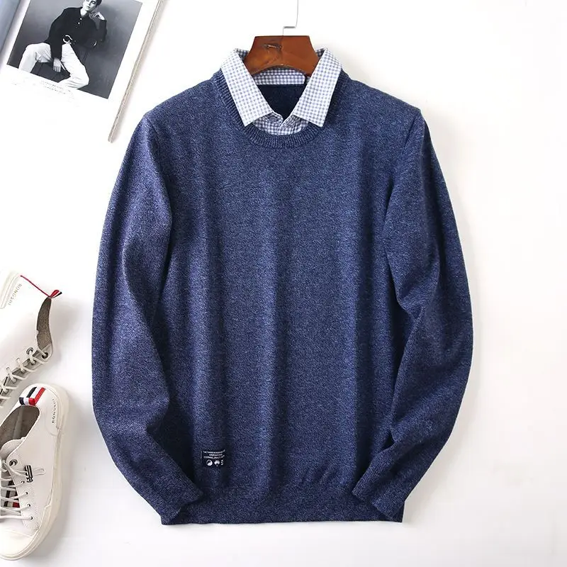 Top Trends: Autumn Winter Korean Fashion Jacquard Fake Two Piece Shirt Collar Sweater Button Men's Youth Daily Commuter Embroidery Knit Top Shoppable Styles