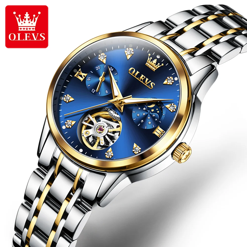 Top Trends: OLEVS Top Brand Luxury Mechanical Watch For Women Tourbillon Automatic Wristwatch Ladies Waterproof Luminous Steel Strap Watches Shoppable Styles