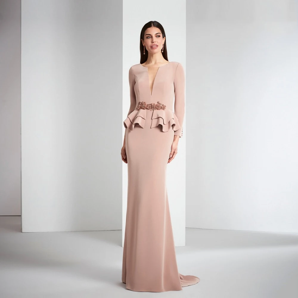 Top Trends: Simple Mother Of The Bride Dresses Jewel Neck Long Sleeves Wedding Party Gowns Flowers Mermaid Floor Length 2023 فساتين السهرة Shoppable Styles