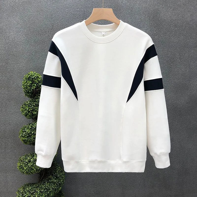 Top Trends: Spring Autumn Round Neck Loose Casual Patchwork Sweatshirt Men Long Sleeve Oversized All-match Top Homme Sporty Pullover Outwear Shoppable Styles