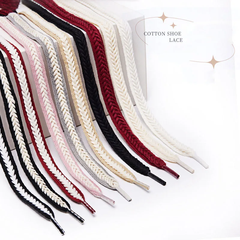 Top Trends: Fashion Terylene Cotton Weave Laces Flat Shoelaces Wheat Ear Weave Laces For Sneakers Casual Canvas White Shoes Shoestrings Rope Shoppable Styles