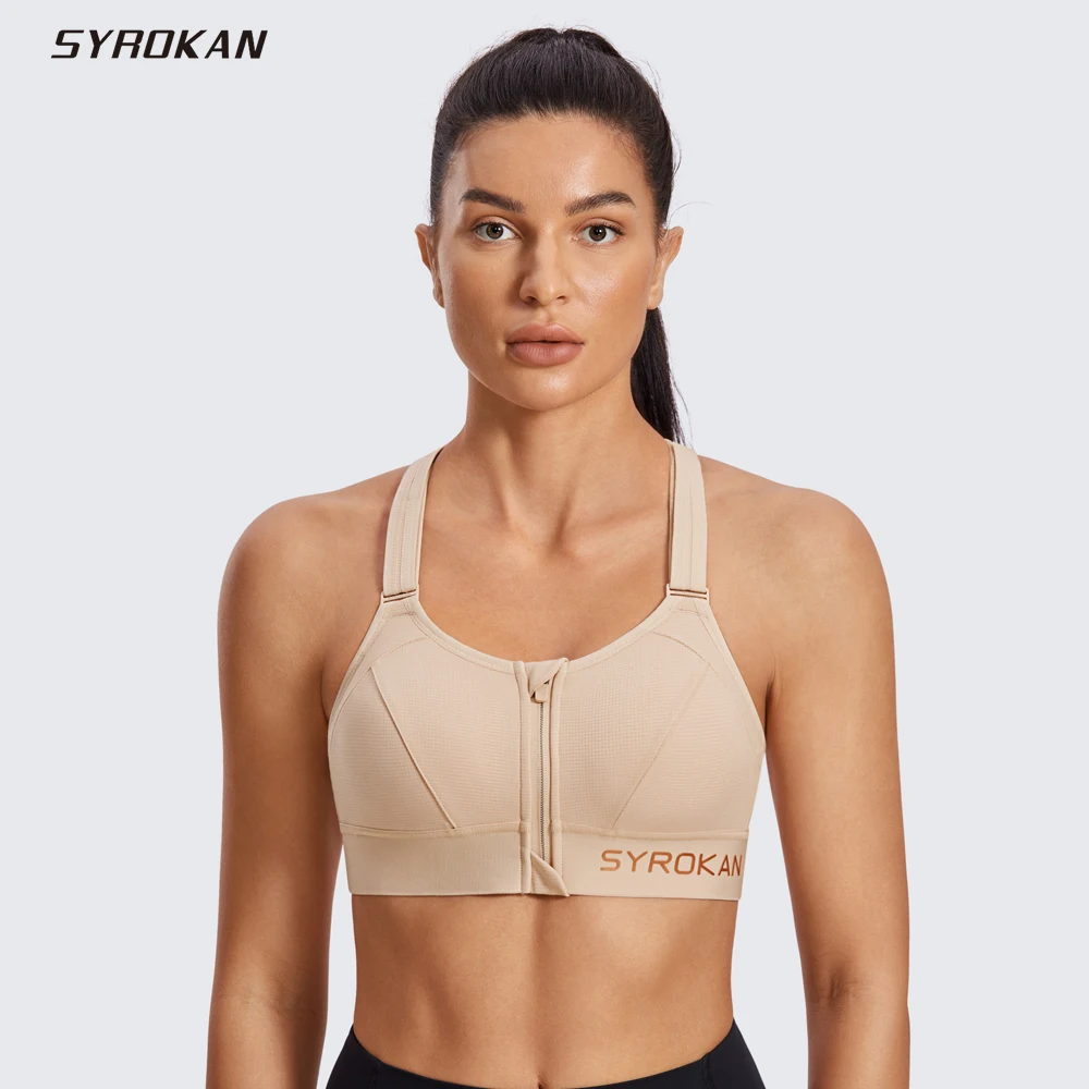 Top Trends: SYROKAN Women Sports Bra High Impact Zip Front Adjustable Racerback Plus Size Wirefree Padded Full Figure Summer Workout Running Shoppable Styles