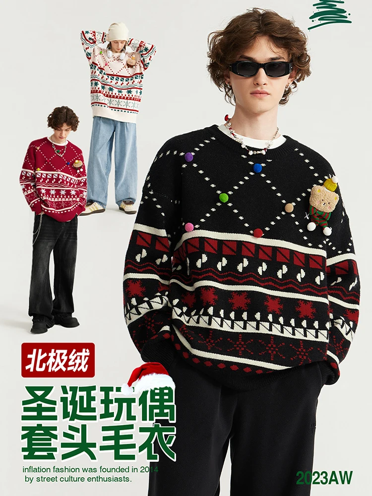 Top Trends: Winter New Pullover Sweater Christmas Party Long Slleve Round Neck Men Women Knitwear Anime Snowflake Warm Thicken Xmas Sweaters Shoppable Styles