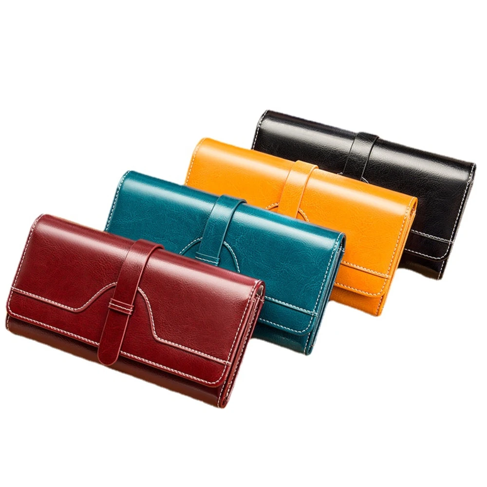 Top Trends: Retro Oil Wax Cowhide Women's Wallet / Genuine Leather Long Large Capacity Vintage Wallet Shoppable Styles