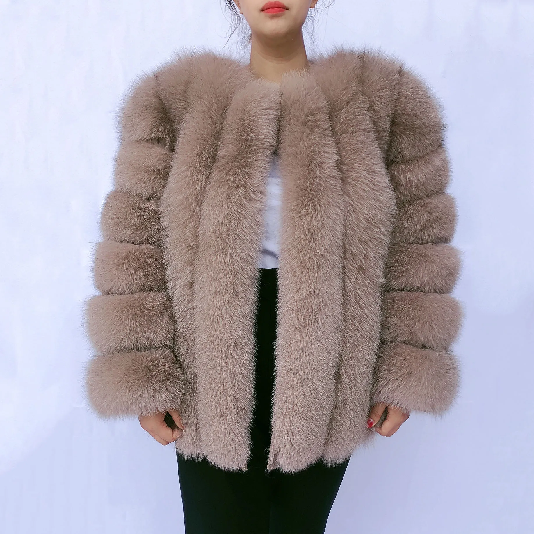 Top Trends: Real Fox Fur Coat Women&#039;s Autumn And Winter Vertical Bar Natural Fox Jacket New Fashion Silver Fox Fur Coat Free Postage Shoppable Styles