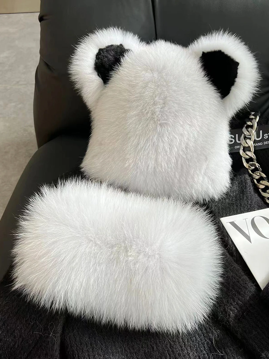 Top Trends: New Stylish Beanie Fox Fur Hats For Women Winter Warm Fluffy Neck Scarf Hat Set Thick Natural Fox Fur Hat Female Dome Hats Shoppable Styles