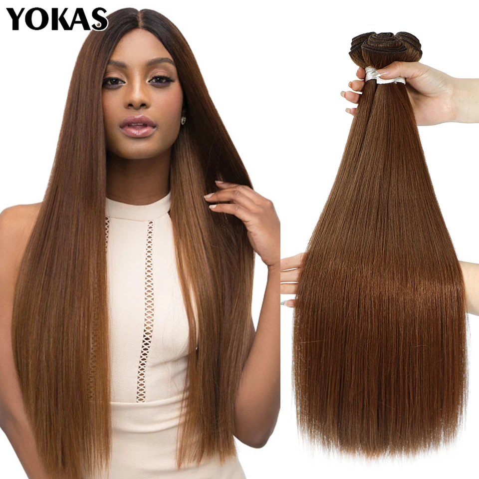 Top Trends: Long Hair Weaving Blonde 613 Bundles Synthetic Straight Ombre Blonde Red Brown High Temperature Fiber Hair Extensions For Women Shoppable Styles