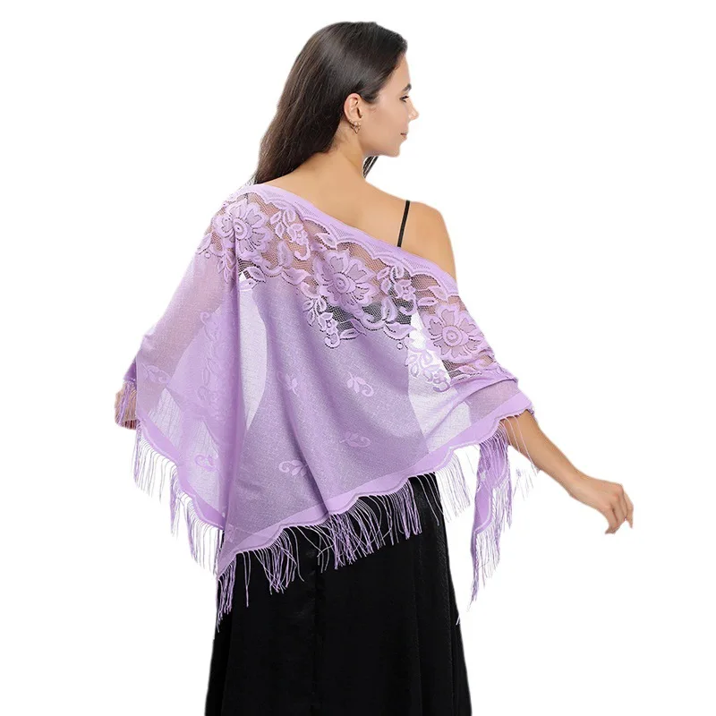 Top Trends: Elegant Women Triangle Lace Embroidered Evening Dress Shawl Wedding Bolero Shawl Hollow Ladies Shrugs Party Tassel Shawls Shoppable Styles