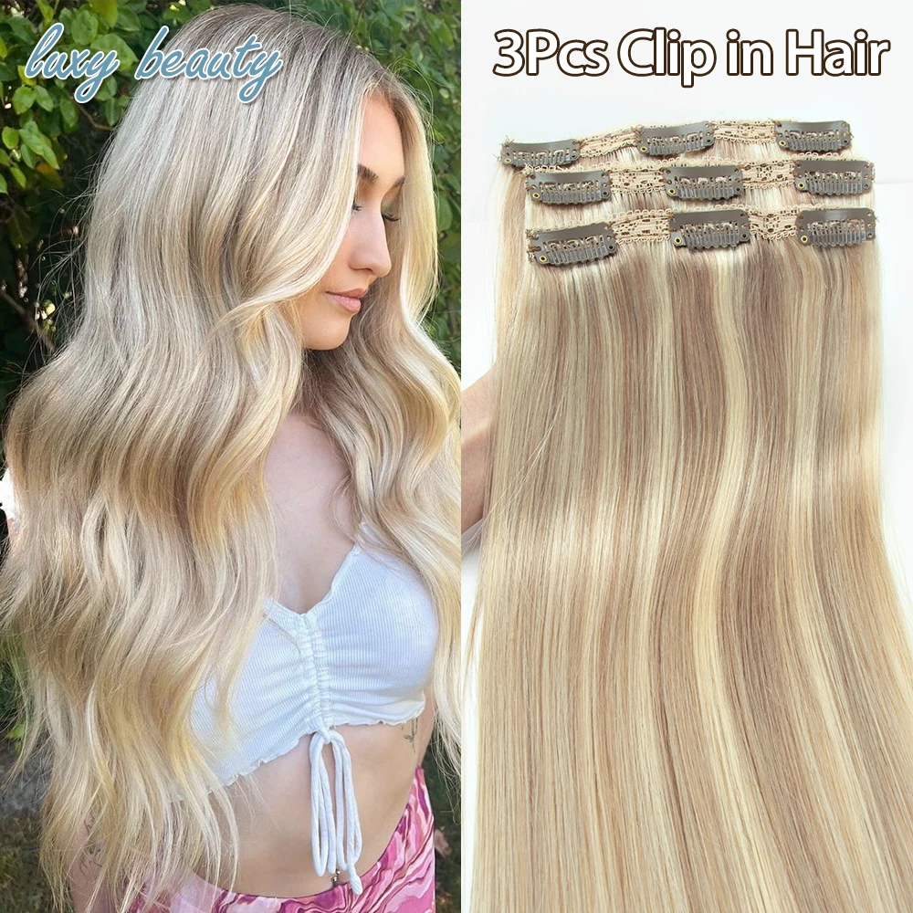 Top Trends: Clip In Extensions 3pcs / lot Brazilian Straight Hair Machine Made Remy Human Hair Extension 12-24 Inch For Add Hair Volume 50-90G Shoppable Styles