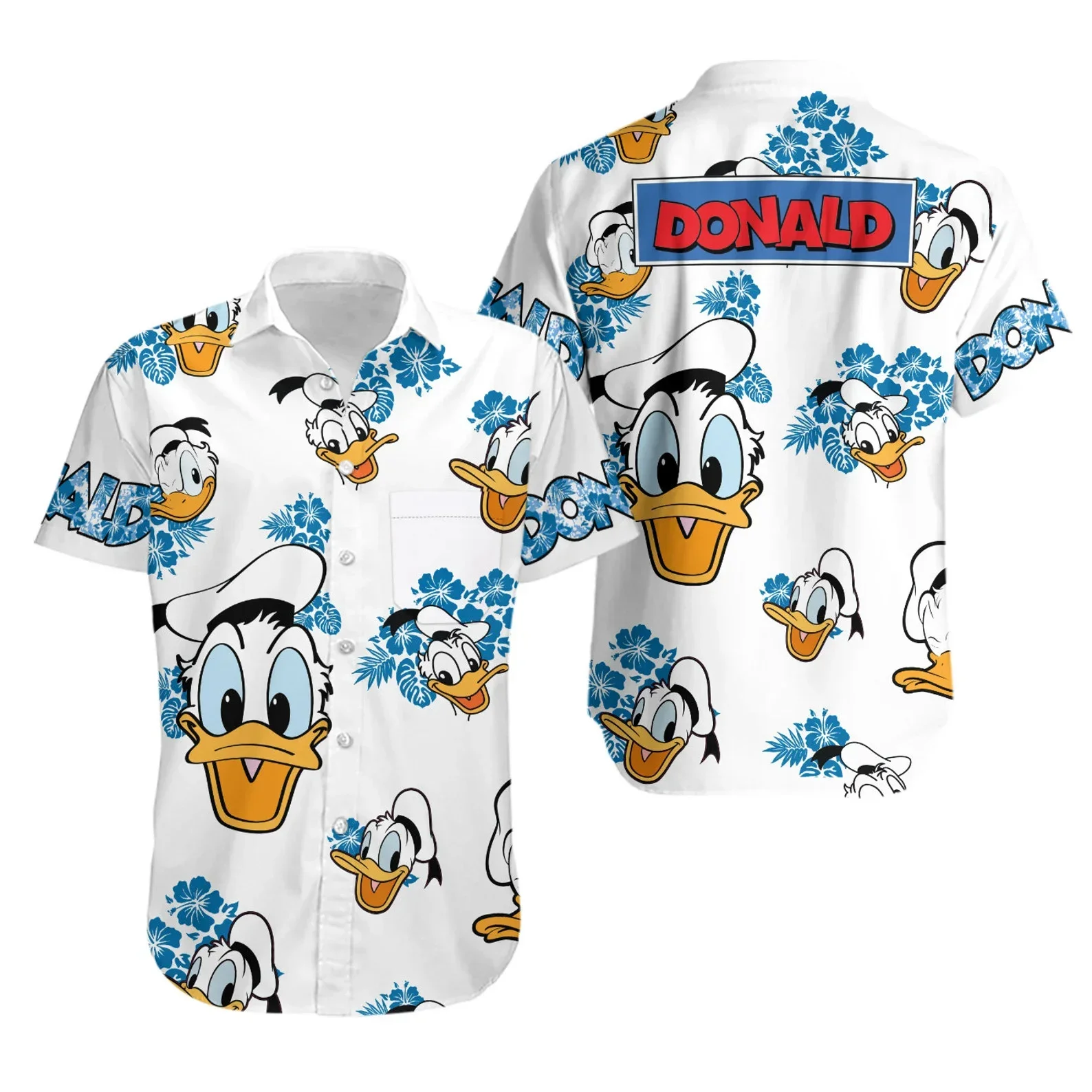 Top Trends: Donald Duck Hawaiian Shirts Men's Short Sleeve Tops Disney Hawaiian Shirt Casual Beach Short Sleeve Vintage Button Down Shirt Shoppable Styles