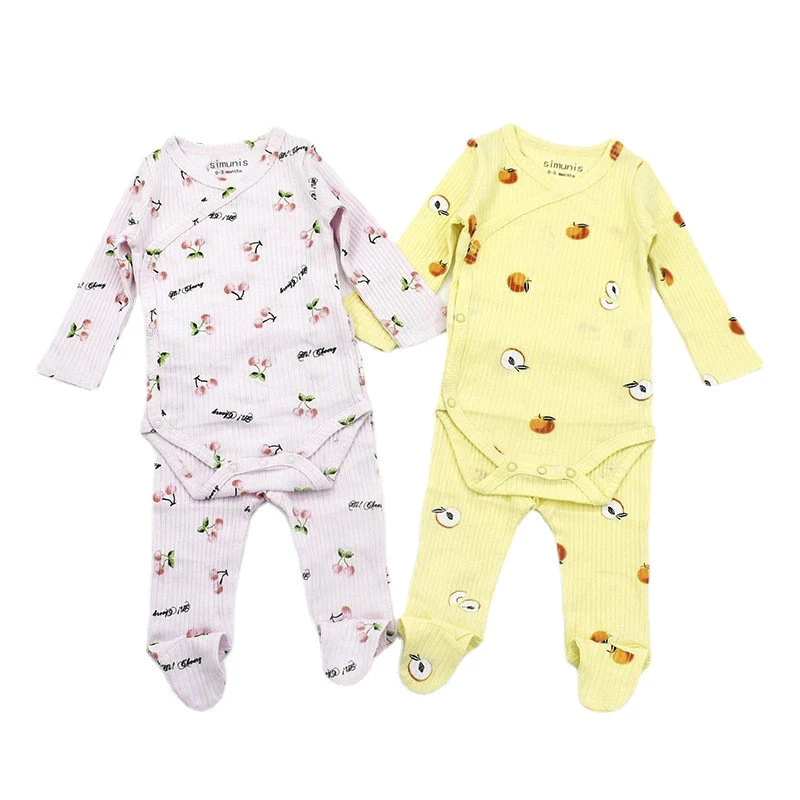 Top Trends: 2pieces / set Clothes Newborn Clothes Set Spring Autumn Cotton Solid Bodysuit + Footed Pants Baby Girl Outfit Infant Boys Clothing Shoppable Styles