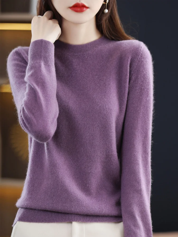 Top Trends: 2024 New Basic Style Female Cashmere Woman Pullover Long Sleeve O Neck 100% Merino Wool Sweater Knitwear Tops Clothing Shoppable Styles - Image 5